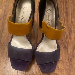 Jessica London Mustard and Purple Heels